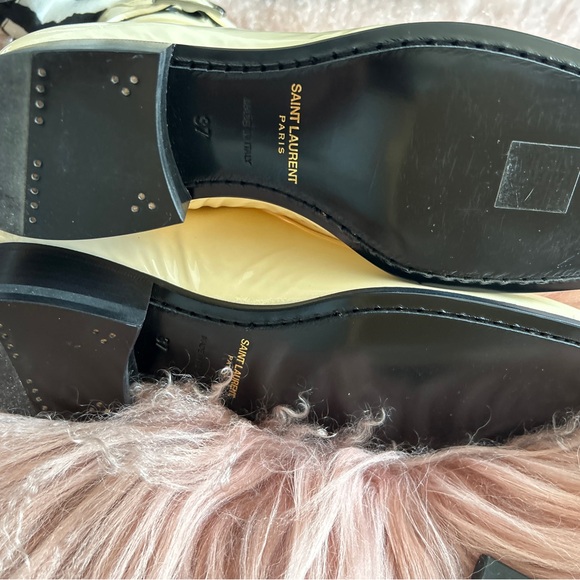 BNWT Saint Laurent cream patent leather ankle booties size 37/us 6.5-7 women’s - Picture 9 of 10